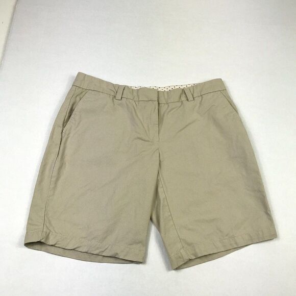 Tommy Hilfiger Womens Cotton Chino Khaki Shorts Beige Flat Front Pockets Size 4 - Picture 1 of 11